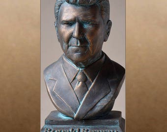 Ronald Reagan color bronze bust figure sculpture