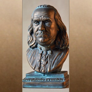 Benjamin Franklin color bronze bust figure sculpture