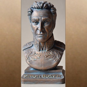 Simon Bolivar bronze patina effect bust figure sculpture