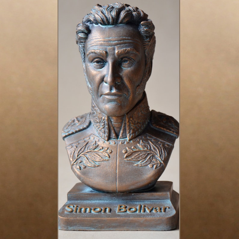 Simon Bolivar bronze patina effect bust figure sculpture image 1