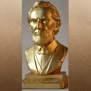 Abraham Lincoln metallic color gold bust figure sculpture