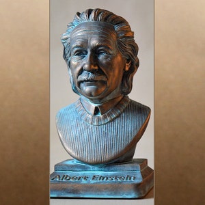 Albert Einstein kleur bronzen buste figuur sculptuur