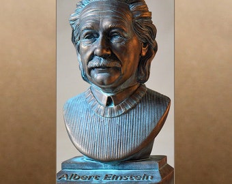 Albert Einstein color bronze bust figure sculpture
