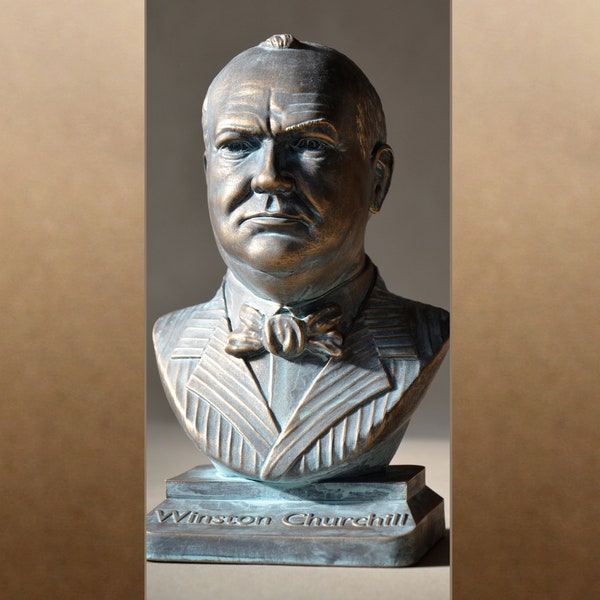 Winston Churchill bronze effect bust figure sculpture