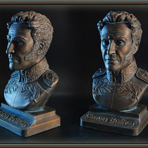 Simon Bolivar bronze patina effect bust figure sculpture image 2