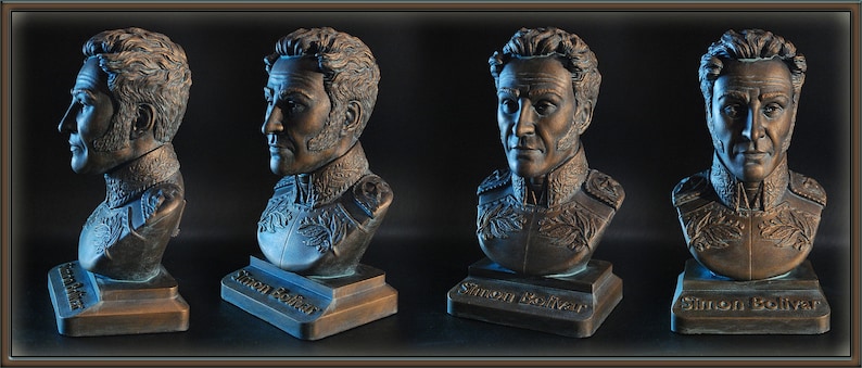 Simon Bolivar bronze patina effect bust figure sculpture image 2