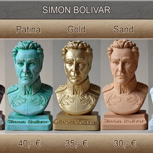 Simon Bolivar bronze patina effect bust figure sculpture image 3
