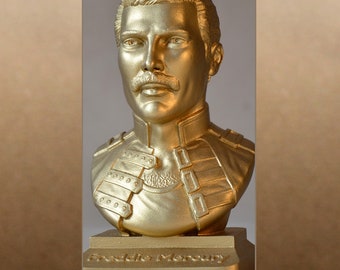 Freddie Mercury metallic color gold bust figure sculpture