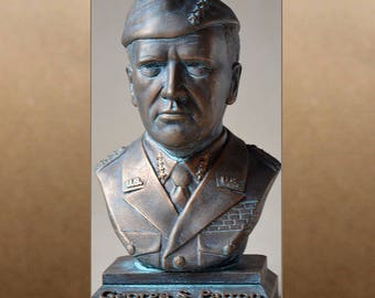 George S. Patton color bronze bust figure sculpture