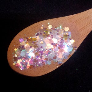 Paillettes hexagonales, rose, bleu ou argenté, chunky, iridescent, 5 grammes, résine, Nail art