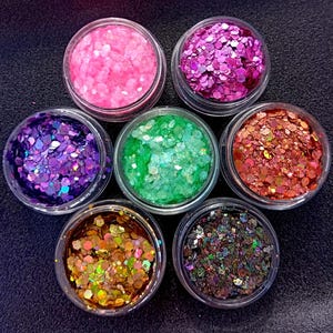 Holografiskt biologiskt nedbrytbart glitterset för ansikts- och kroppsmakeup, glitterbar, grovt glitter, naglar