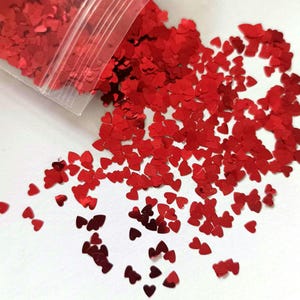 Glitter coração vermelho biodegradável 3mm, nail art, resina, festival, dia dos namorados, hobbies criativos, 5 gr