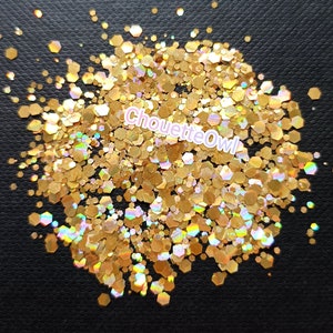Paillettes biodégradables hexagonales, or holographique, Opale de feu, maquillage, bougie, nail art, 5 grammes, visage