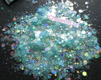 Paillettes biodégradables, bleu holographique, opale, bougie, 5 grammes, nail art, festival, visage, cheveux