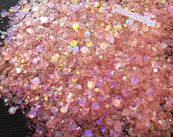 Paillettes biodégradables, holographique, semi transparent effet Arc en ciel, aragonite, bougie, bombe de bain, nail art, 5 grammes