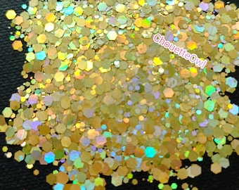 Holographic biodegradable glitter, pyrite, festival makeup, nail art, candle, resin, 5 grams