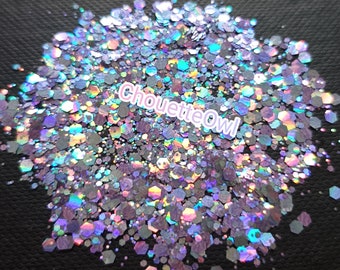 Paillettes biodégradables, bleu holographique "Calcédoine", 5 grammes, qualité cosmétique