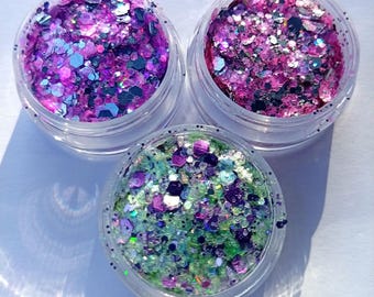 Lot de 3 paillettes biodégradables sirène