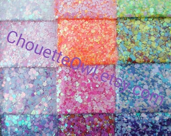 Paillettes rondes mix, pastel irisé, nail art, résine, 5 grammes