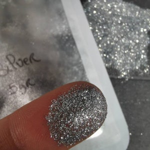 Diamond glitter, extra fine nail powder, resin, candle fondant, eye shadow, 5 grams silver