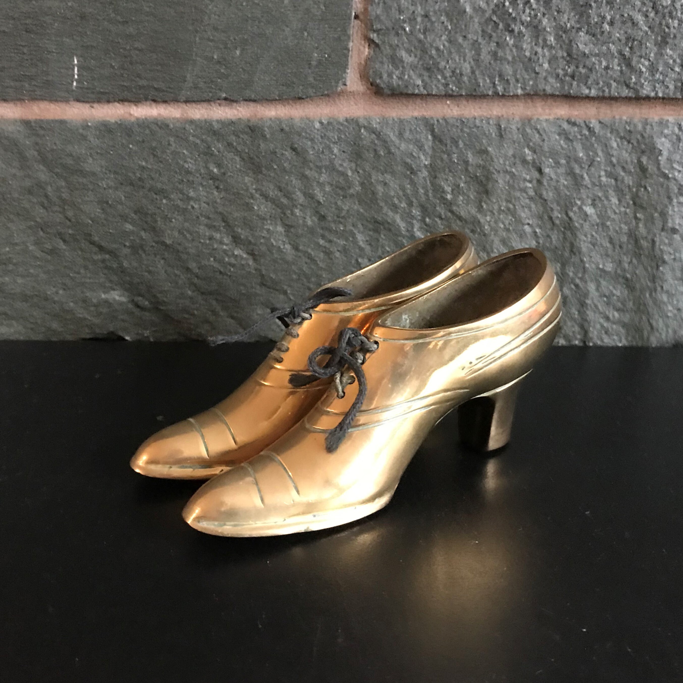 Vintage Brass Ladies Shoes 6 L x 3 H X 1 1/4 W High. Solid Etsy