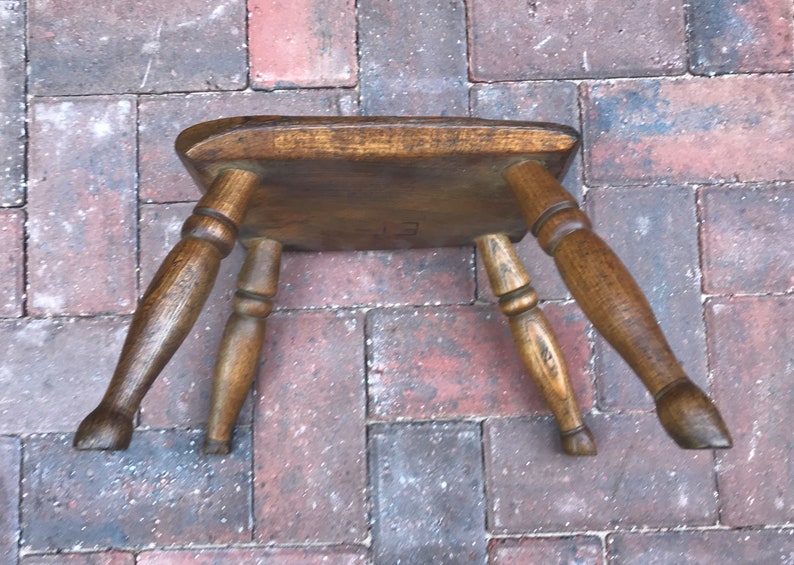 Antique Elm And Oak Stool Artisan Cottage Industry Charming Etsy
