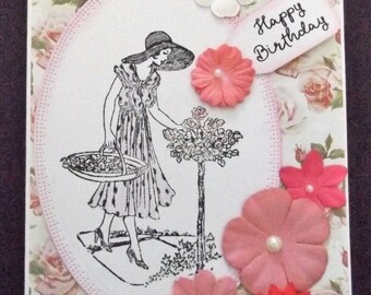 Items similar to Happy Birthday Homemade Hand stamped Birthday
