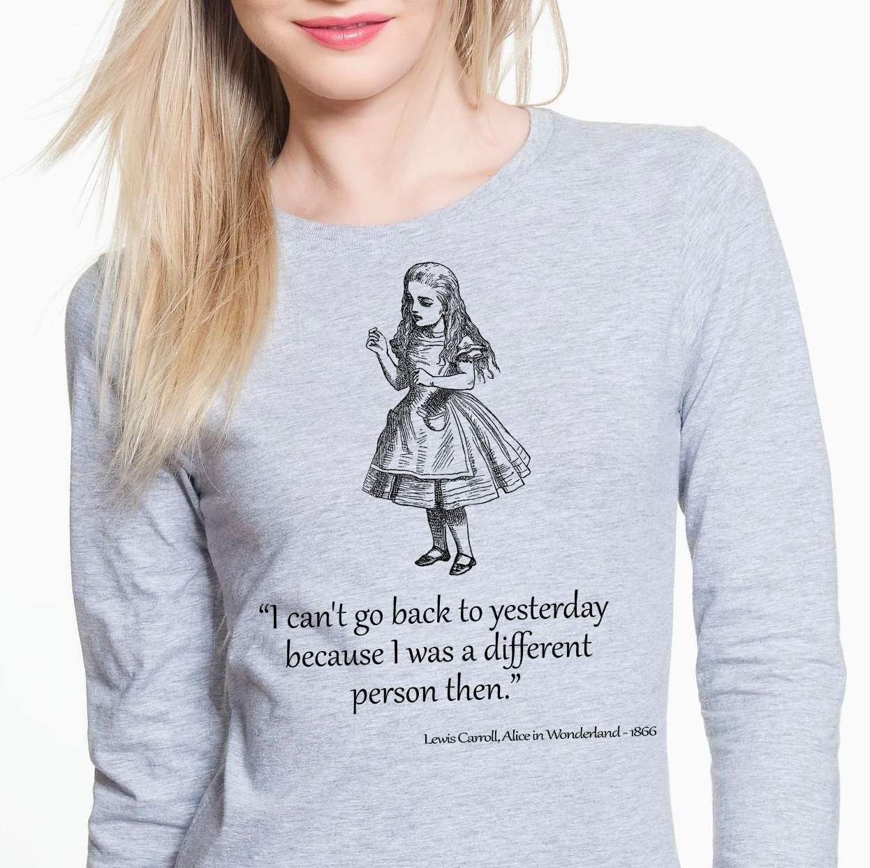 Alice in Wonderland T shirt Long Sleeve Shirt With Alice in Wonderland Quote. Alice in Wonderland Shirt. Etsy