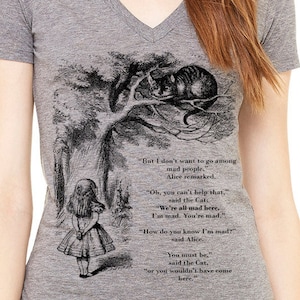 Women's T-Shirts [Out of Print] Charlotte Bront&#235; / Jane Eyre V-Neck Tee (Midnight Navy) (Womens) L-1576-Womens-Crew-Jane-Eyre-