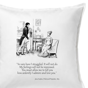 Cushion Cover,  Pride and Prejudice quote. Pride and Prejudice cushion cover. Jane Austen.  Pride and Prejudice pillow cover, trow pillow