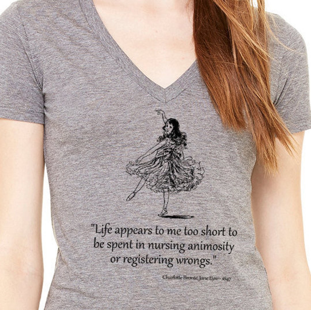 Women's T-Shirts [Out of Print] Charlotte Brontë / Jane Eyre V-Neck Tee (Midnight Navy) (Womens) il_1080xN.1958148657_bsn0.jpg