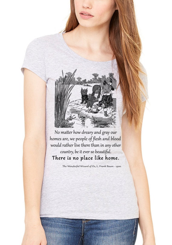 Women's T-Shirts [Out of Print] L. Frank Baum / The Wonderful Wizard of Oz Scoop Neck Tee (Heather Grey) (Womens) Wizard of Oz Shirt, Heather Gray Lady's T-shirt With Quote