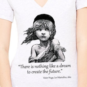 Shirt with quote. Lady&#39;s V-neck T-shirt with Victor Hugo - Les Miserables quote