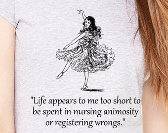 Shirt with quote .Lady's heather gray T-shirt with Jane Eyre by Charlotte Bronte quote
