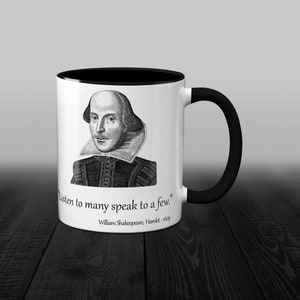 William Shakespeare Mug, Mug with a quote. 11oz. Mug with Hamlet by William Shakespeare quote. Literary Mug.