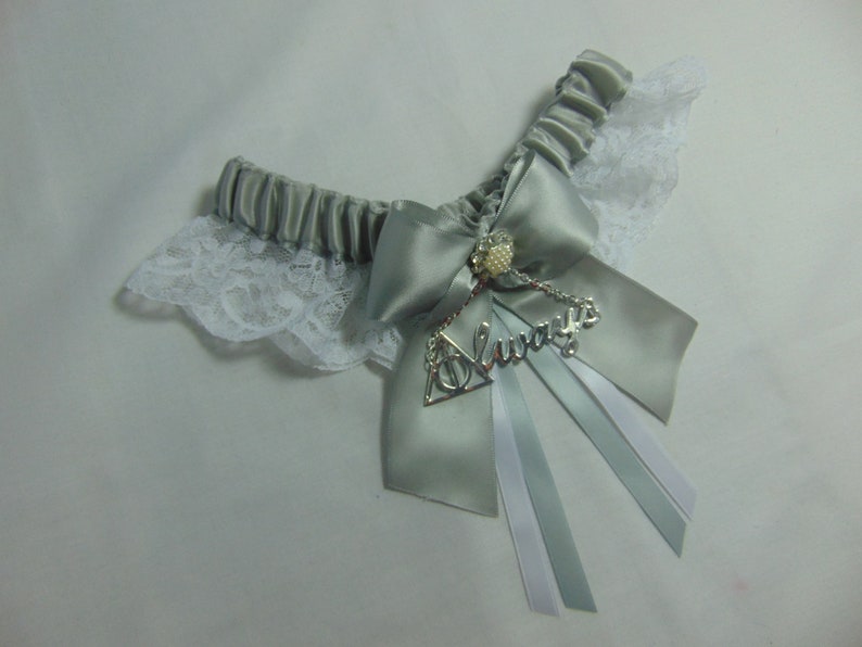 Always Handmade WizardMagic house inspired Lace themed keepsake Bridal Wedding Garter SatinLace