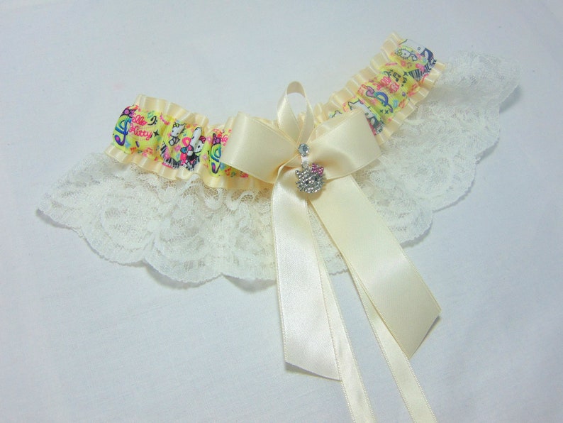 Handmade Lace kitten keepsake bridal wedding Garter cat princess garter SatinLace Any Colour