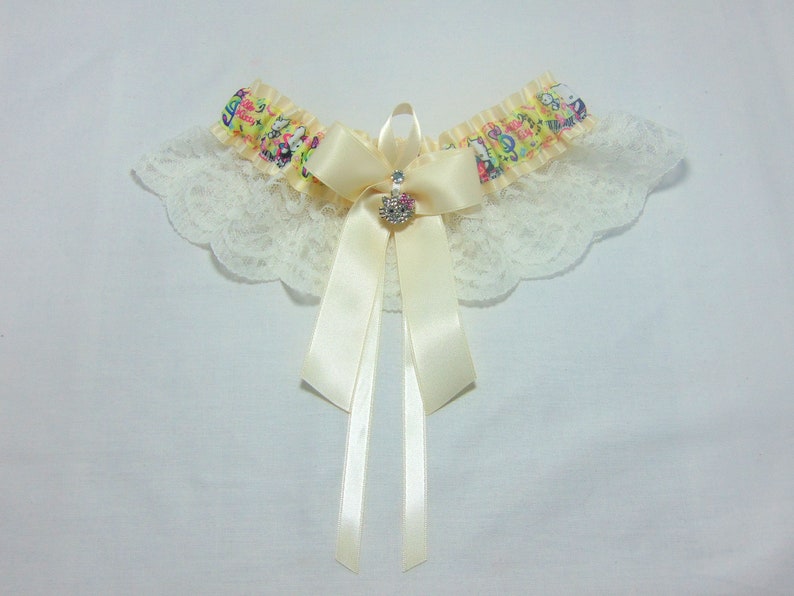 Handmade Lace kitten keepsake bridal wedding Garter cat princess garter SatinLace Any Colour