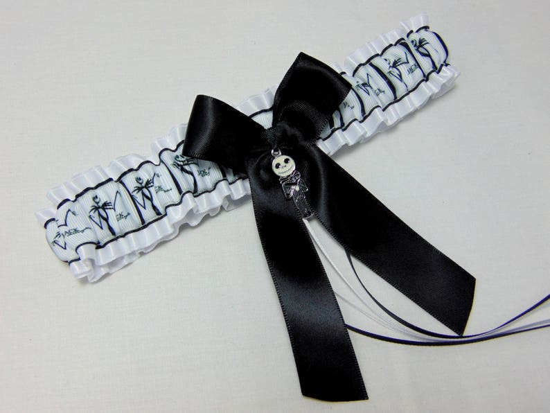 Christmas halloween garter Handmade jack bridal keepsake or toss wedding Garter SatinGrosgrain garter
