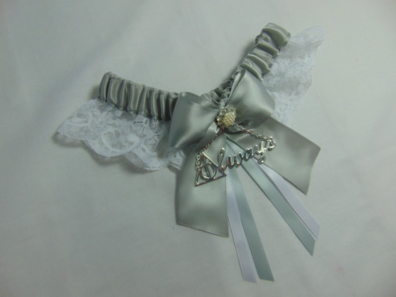Always Handmade WizardMagic house inspired Lace themed keepsake Bridal Wedding Garter SatinLace