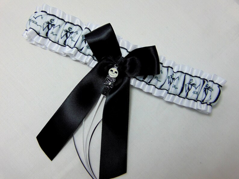 Christmas halloween garter Handmade jack bridal keepsake or toss wedding Garter SatinGrosgrain garter
