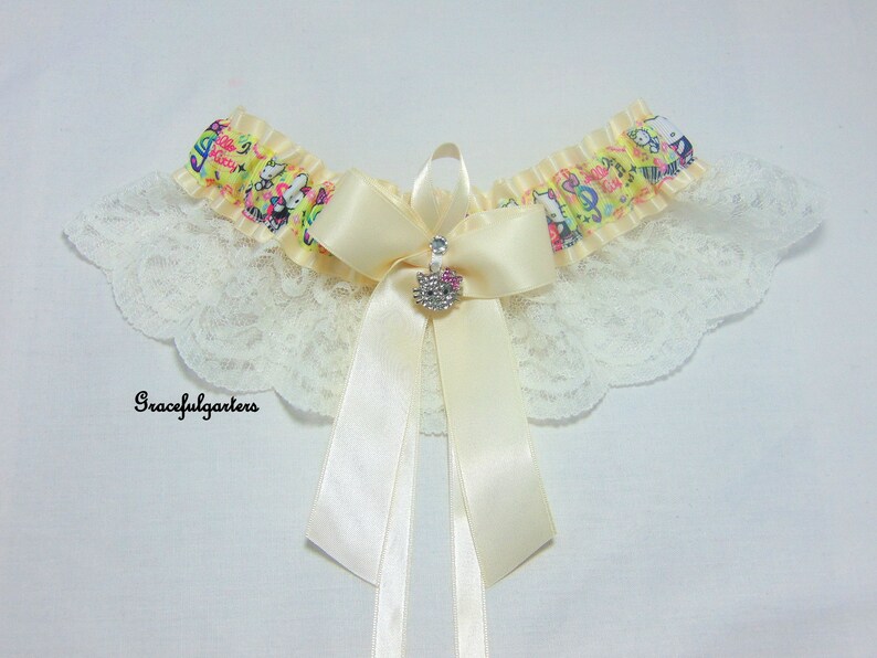 Handmade Lace kitten keepsake bridal wedding Garter cat princess garter SatinLace Any Colour
