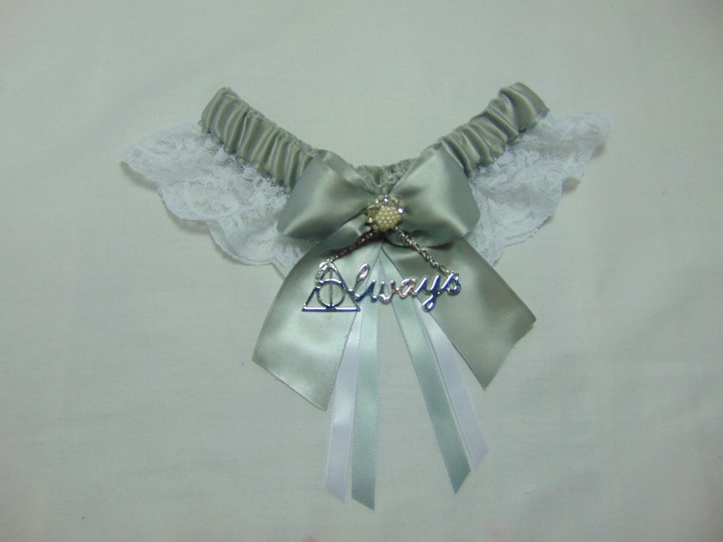 Always Handmade WizardMagic house inspired Lace themed keepsake Bridal Wedding Garter SatinLace