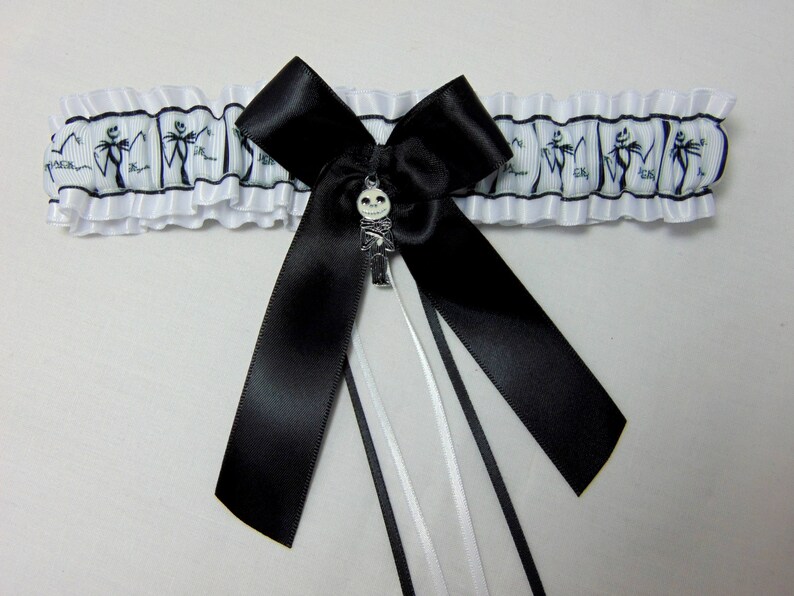 Christmas halloween garter Handmade jack bridal keepsake or toss wedding Garter SatinGrosgrain garter