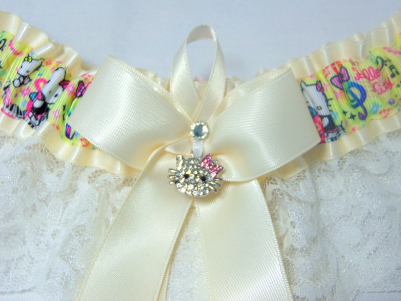 Handmade Lace kitten keepsake bridal wedding Garter cat princess garter SatinLace Any Colour