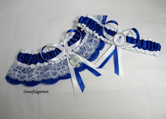 1 Blue and Black Handmade Garter Wedding Hen Night Fancy Dress