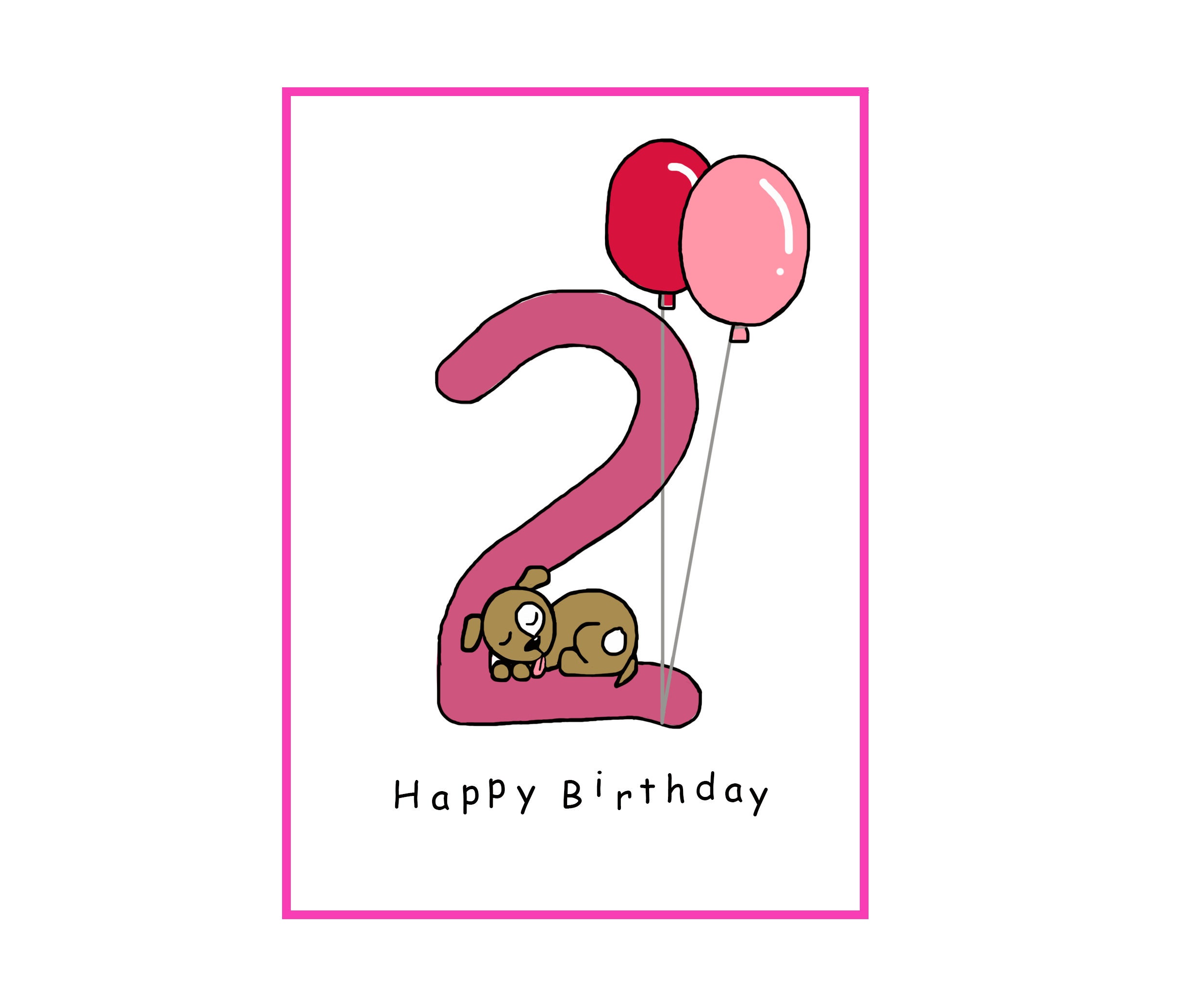 Personalisierte 2. Geburtstagskarte 2 Jahre alt Mädchen  Etsy