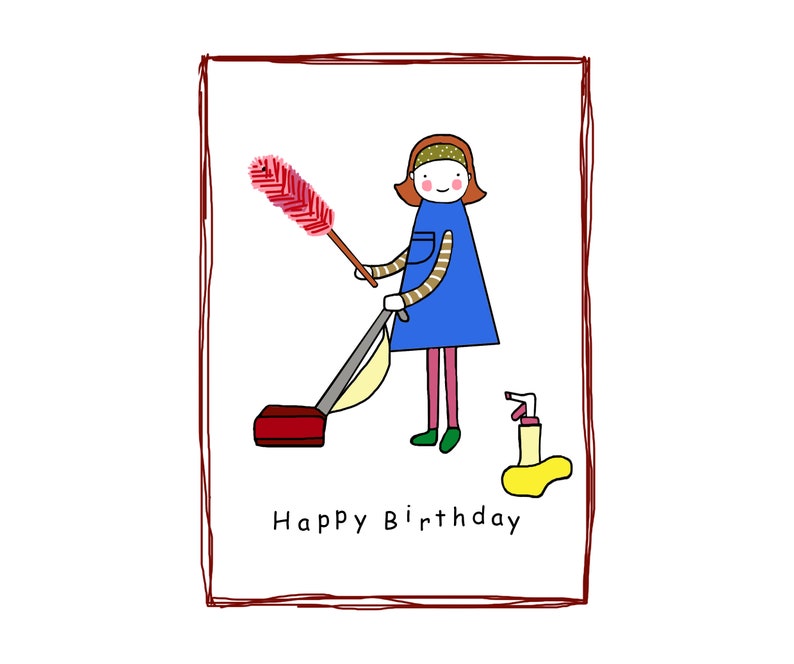 Cleaner Birthday Card, Housekeeper, Housemaid, Claire Kirkpatrick, Bubble Cottage Range Bild 1