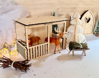 Laser file reindeer stable SVG - Accessories gnome door made of wood gnome Christmas decoration incl. commercial license