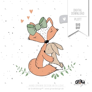 Fichier de traçage FOX Rabbit SVG - Forest Animals Girl GroWidesign
